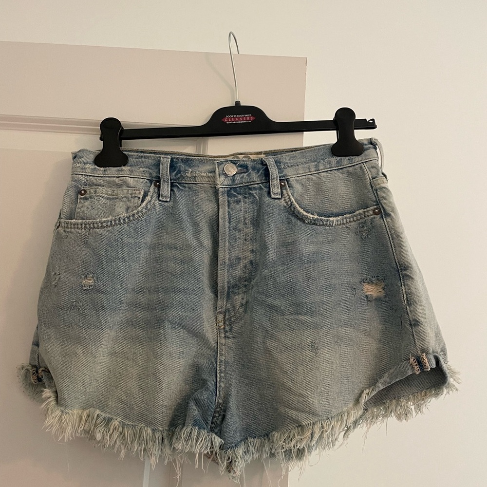 We The Free Blue Jean Shorts High-Waisted Distressed